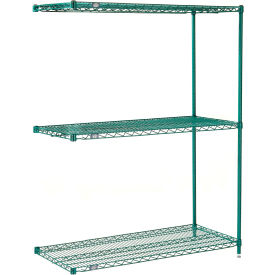 3 Shelf, Poly-Green® Wire Shelving Unit, Add-On, 24"W x 18"D x 54"H
