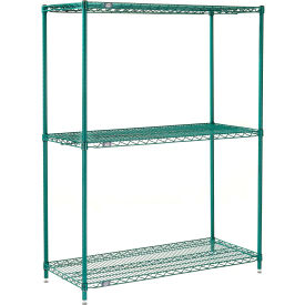 3 Shelf Poly-Green® Wire Shelving Unit, Starter, 30"W x 18"D x 54"H