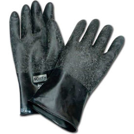 Chemical Resistant Gloves, Rough Grip, Butyl, 13 Mil Thick, Size 11, Black