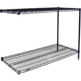 2 Shelf Blue Wire Shelving Unit, Add On, 72"W x 21"D x 34"H