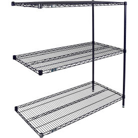 3 Shelf Blue Wire Shelving Unit, Add On, 36"W x 14"D x 54"H