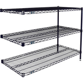 3 Shelf Blue Wire Shelving Unit, Add On, 60"W x 21"D x 34"H