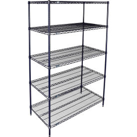 5 Shelf Blue Wire Shelving Unit, Starter, 24"W x 14"D x 74"H