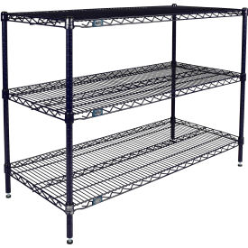 3 Shelf Blue Wire Shelving Unit, Starter, 54"W x 18"D x 34"H