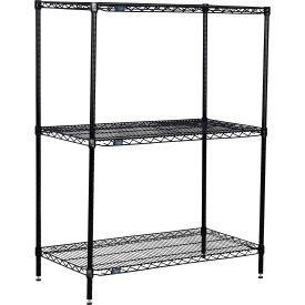 3 Shelf, Black Epoxy Wire Shelving Unit, Starter, 36"W x 24"D x 54"H