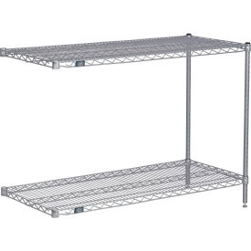 2 Shelf Silver Epoxy Wire Shelving Unit, Add On, 60"W x 18"D x 34"H