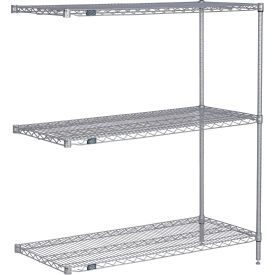 3 Shelf Silver Epoxy Wire Shelving Unit, Add On, 30"W x 18"D x 54"H