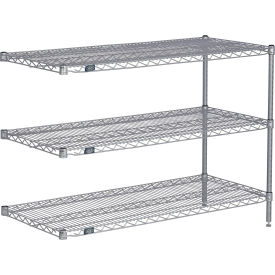 3 Shelf Silver Epoxy Wire Shelving Unit, Add On, 48"W x 18"D x 34"H