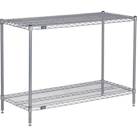 2 Shelf Silver Epoxy Wire Shelving Unit, Starter, 72"W x 36"D x 34"H