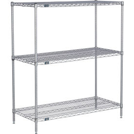 3 Shelf Silver Epoxy Wire Shelving Unit, Starter, 24"W x 18"D x 54"H