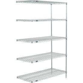 5 Shelf, Poly-Z-Brite® Wire Shelving Unit, Add On, 54"W x 14"D x 74"H