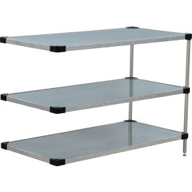 3 Shelf, Galvanized Steel Solid Shelving Unit, Add On, 48"W x 24"D x 34"H