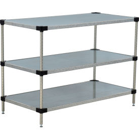 3 Shelf, Galvanized Steel Solid Shelving Unit, Starter, 24"W x 18"D x 54"H