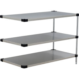 3 Shelf, Stainless Steel Solid Shelving Unit, Add On, 48"W x 18"D x 34"H