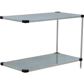 2 Shelf Galvanized Steel Solid Shelving Unit, Add On, 48"W x 24"D x 34"H