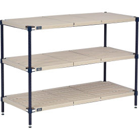 3 Shelf, Vented Plastic Mat Shelving Unit, Starter, 36"W x 24"D x 34"H