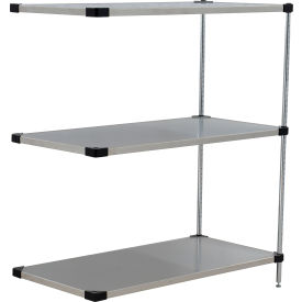 3 Shelf Stainless Steel Solid Shelving Unit, Add On, 36"W x 24"D x 54"H