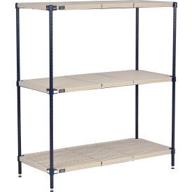 3 Shelf, Vented Plastic Mat Shelving Unit, Starter, 48"W x 24"D x 54"H