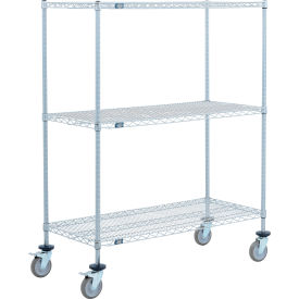 3 Shelf Truck, 72"W x 21"D x 69"H, Polyurethane Swivel Casters, 2 Brakes