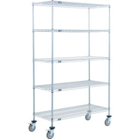 5 Shelf Truck, 72"W x 14"D x 60"H, Polyurethane Swivel Casters, 2 Brakes