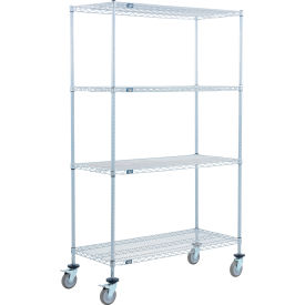 4 Shelf Truck, 72"W x 21"D x 80"H, Polyurethane Swivel Casters, 2 Brakes