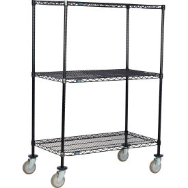 3 Shelf Truck, Black Epoxy, 72"W x 21"D x 80"H, Polyurethane Swivel Casters