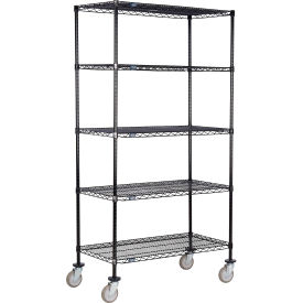 5 Shelf Truck, Black Epoxy, 60"W x 24"D x 69"H, Polyurethane Swivel Casters
