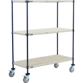 3 Shelf Truck, 48"W x 24"D x 60"H, Polyurethane Swivel Casters, 2 Brake