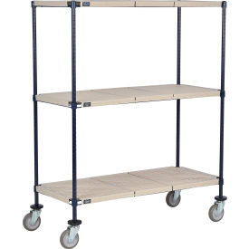 3 Shelf Truck, 42"W x 24"D x 60"H, Polyurethane Swivel Casters