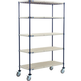 5 Shelf Truck, 48"W x 21"D x 80"H, Polyurethane Swivel Casters, 2 Brake