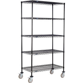 5 Shelf Truck, Black Epoxy, 30"W x 18"D x 60"H, Polyurethane Swivel Casters, 2 Brakes