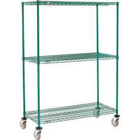 3 Shelf Truck, Poly-Green®, 36"W x 24"D x 60"H, Polyurethane Swivel Casters