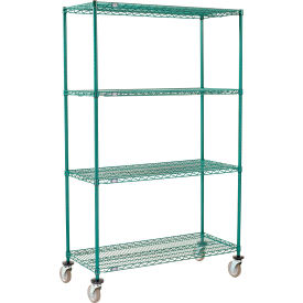 4 Shelf Truck, Poly-Green®, 24"W x 14"D x 80"H, Polyurethane Swivel Casters