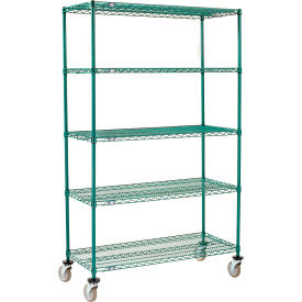 5 Shelf Truck, Poly-Green®, 42"W x 18"D x 60"H, Polyurethane Swivel Casters