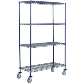 4 Shelf Truck, 36"W x 21"D x 80"H, Polyurethane Swivel Casters, 2 Brake