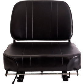 3700 Series Simple Seat with Low Profile Back Rest & Slide Rails, Vinyl/Foam, Black