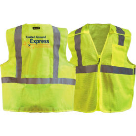 Recycled Class 2 Mesh Breakaway Zip Vest with United Ground Express Logo, Hi-Viz Yellow