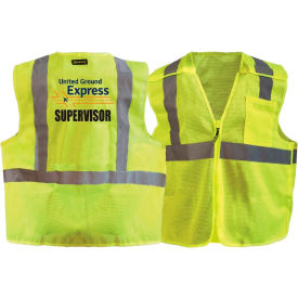 3X Recycled Class 2 Mesh Breakaway W/United Ground Express Logo & "Supervisor", Hi-Viz Yellow