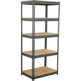 5 Shelf, Heavy Duty Boltless Shelving, Starter, 42"W x 30"D x 96"H, Wood Deck