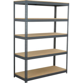 5 Shelf, Heavy Duty Boltless Shelving, Starter, 72"W x 15"D x 60"H, Wood Deck