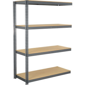 4 Shelf, Heavy Duty Boltless Shelving, Add On, 72"W x 30"D x 60"H, Wood Deck