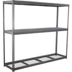 3 Shelf Heavy Duty Channel Boltless Shelving Starter, 96"Wx48"Dx96"H, Wire Deck