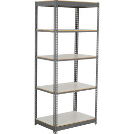 5 Shelf Commercial Duty Boltless Shelving Starter, 36"Wx12"Dx96"H, Laminate Deck