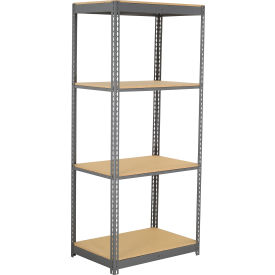 4 Shelf Commercial Duty Boltless Shelving Starter 36"W x 12"D x 96"H Wood Deck