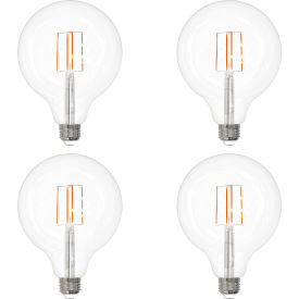 LED Edison Globe Light Bulb, 8.5W, 2700K, 6-11/16"L, Clear, Pack of 4