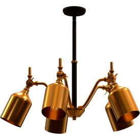 Chandelier Light Fixture, 5 Medium E26 Base Sockets, 40W, 120V, Black/Gold