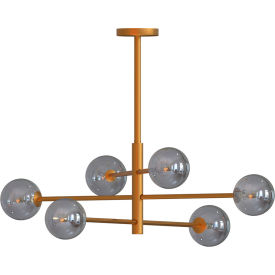 Chandelier Light Fixture, 6 G9 Base Sockets, 15W, 120V, Gold