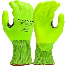 Cut Resistant Gloves, Micro Foam Nitrile Coated, ANSI A2, S, Hi-Vis Lime