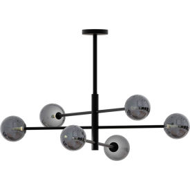 Chandelier Light Fixture, 6 G9 Base Sockets, 15W, 120V, Black