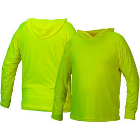 Long Sleeve Pullover Hoodie with UV Protection, XL, Hi-Vis Lime